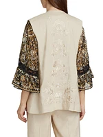 Clairo Linen-Blend Embroidered Vest