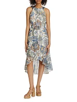 Allison Anthos Print Chiffon Midi-Dress