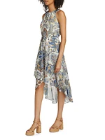 Allison Anthos Print Chiffon Midi-Dress