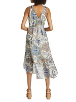 Allison Anthos Print Chiffon Midi-Dress