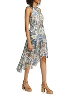 Allison Anthos Print Chiffon Midi-Dress