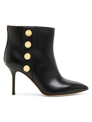 80MM Snap-Button Leather Ankle Boots