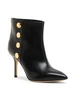 80MM Snap-Button Leather Ankle Boots