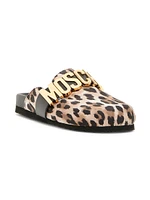 Logo-Embellished Animal Print Mules