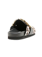 Logo-Embellished Animal Print Mules