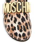 Logo-Embellished Animal Print Mules