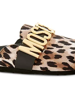 Logo-Embellished Animal Print Mules