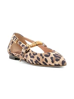 Logo-Embellished Animal Print Ballerina Flats