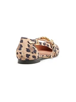 Logo-Embellished Animal Print Ballerina Flats