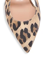 Logo-Embellished Animal Print Ballerina Flats