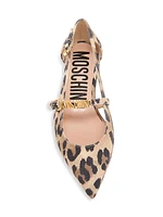 Logo-Embellished Animal Print Ballerina Flats