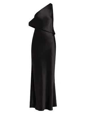 Naomi Draped Satin One-Shoulder Gown