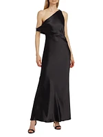 Naomi Draped Satin One-Shoulder Gown