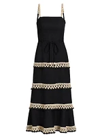 Crochet-Trim Midi-Dress