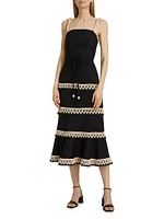 Crochet-Trim Midi-Dress