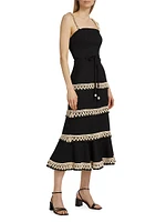 Crochet-Trim Midi-Dress