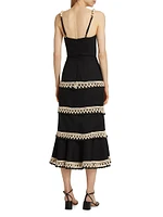 Crochet-Trim Midi-Dress