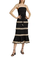 Crochet-Trim Midi-Dress