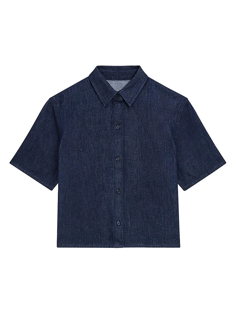 Short-Sleeve Denim Button-Front Shirt