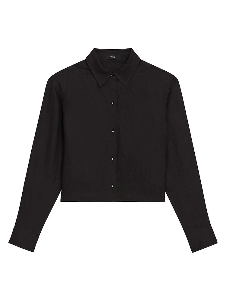 Long-Sleeve Tapered Crop Shirt