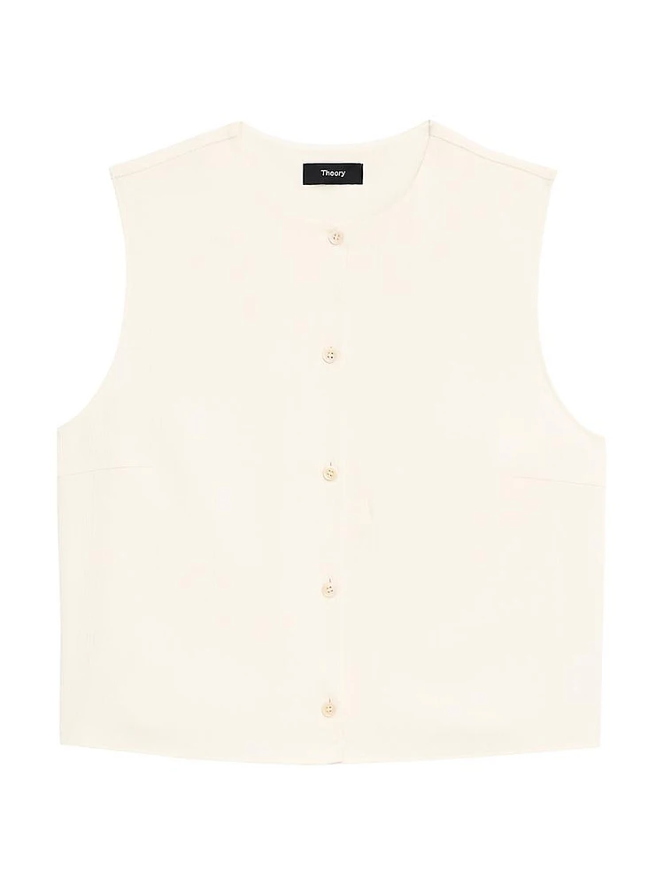 Sleeveless Button-Front Shell Top