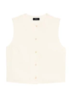 Sleeveless Button-Front Shell Top