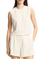 Sleeveless Button-Front Shell Top