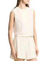 Sleeveless Button-Front Shell Top