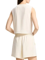 Sleeveless Button-Front Shell Top