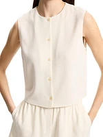 Sleeveless Button-Front Shell Top