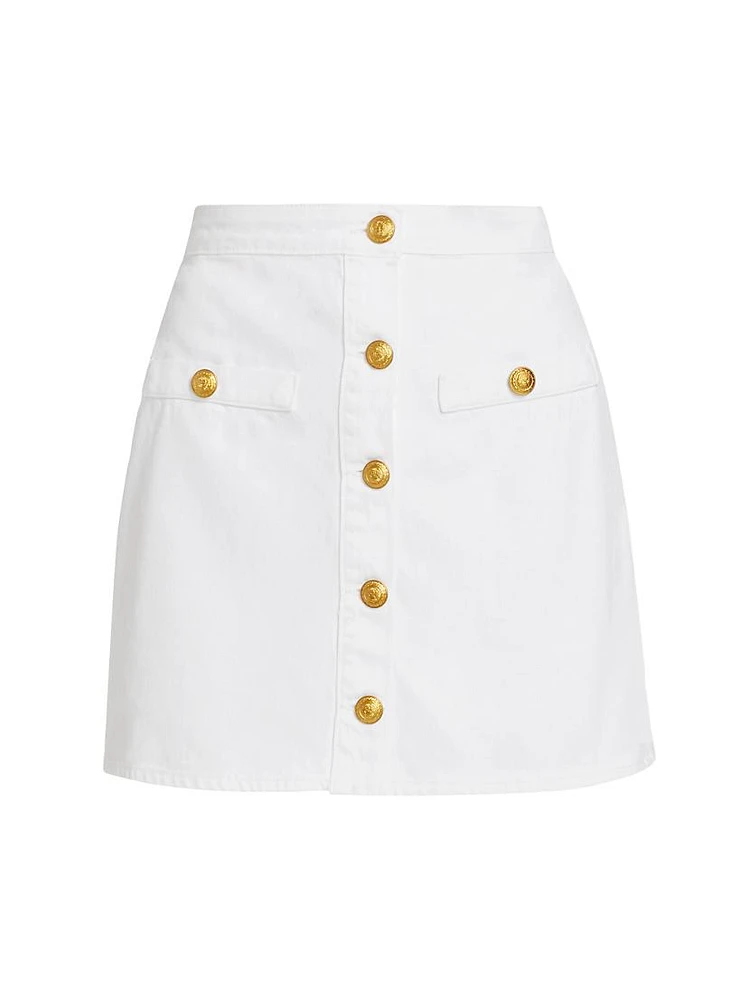 Kris Denim Button-Front Miniskirt