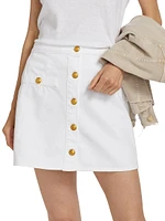 Kris Denim Button-Front Miniskirt