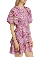 Reyna Floral Linen-Blend Minidress