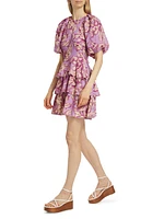 Reyna Floral Linen-Blend Minidress