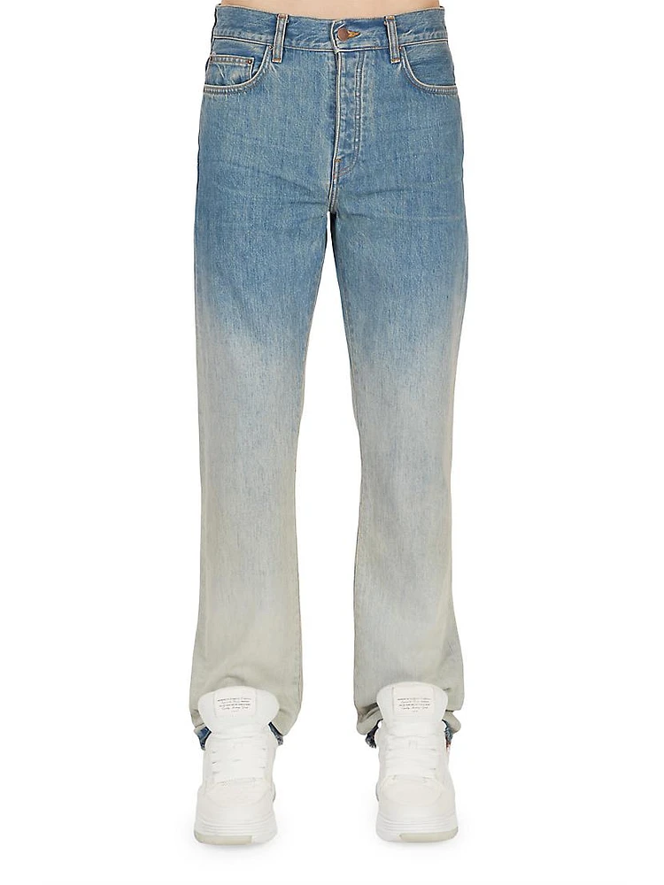 Released Hem Gradient Straight-Leg Jeans