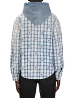 Logo Plaid Hooded Overshirt