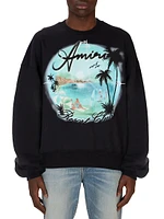 Resort Club Airbrush Oversized Crewneck Sweatshirt