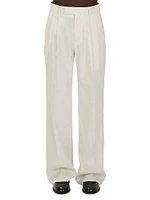 Bandana Linen-Blend Pleated Pants