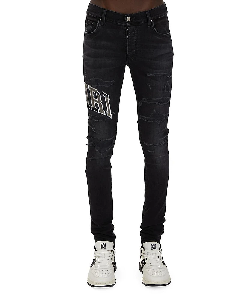 Varsity Logo Repair Skinny Jeans