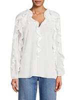 Aurora Crystal-Embellished Ruffled Blouse