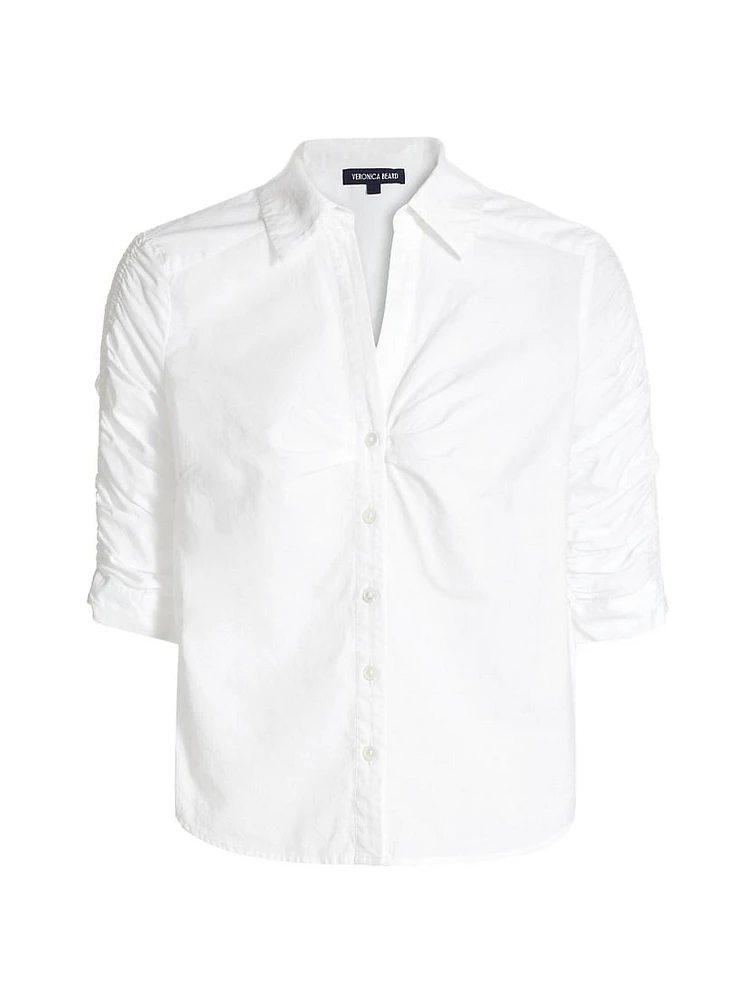 Porta Cotton Ruched-Sleeve Shirt