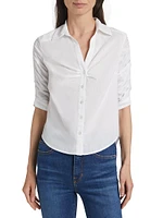 Porta Cotton Ruched-Sleeve Shirt