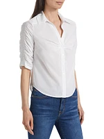 Porta Cotton Ruched-Sleeve Shirt