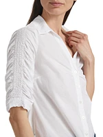 Porta Cotton Ruched-Sleeve Shirt