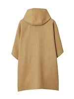 Check Cashmere Hooded Cape