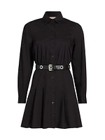 Stretch-Cotton Poplin Belted Mini-Shirtdress