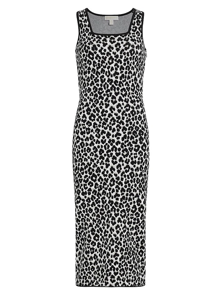 Leopard Jacquard Sleeveless Dress