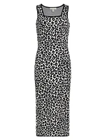 Leopard Jacquard Sleeveless Dress