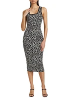 Leopard Jacquard Sleeveless Dress