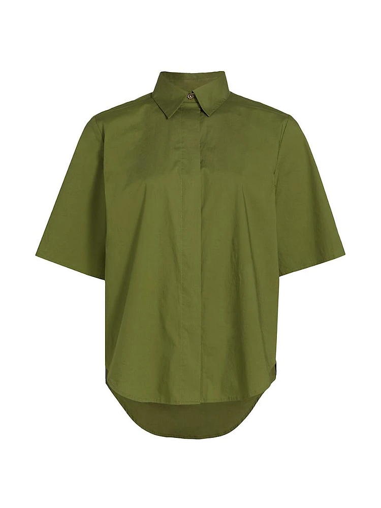 Stretch-Cotton Poplin Short-Sleeve Shirt